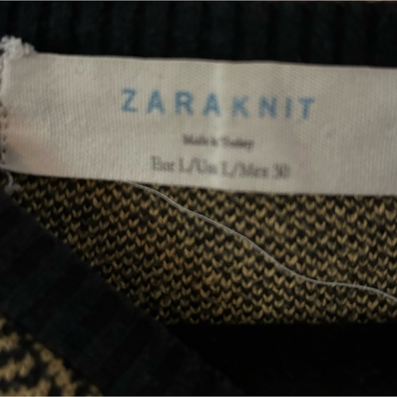Zara Knit Tiger Crewneck Herringbone Sweater - Picture 8 of 10